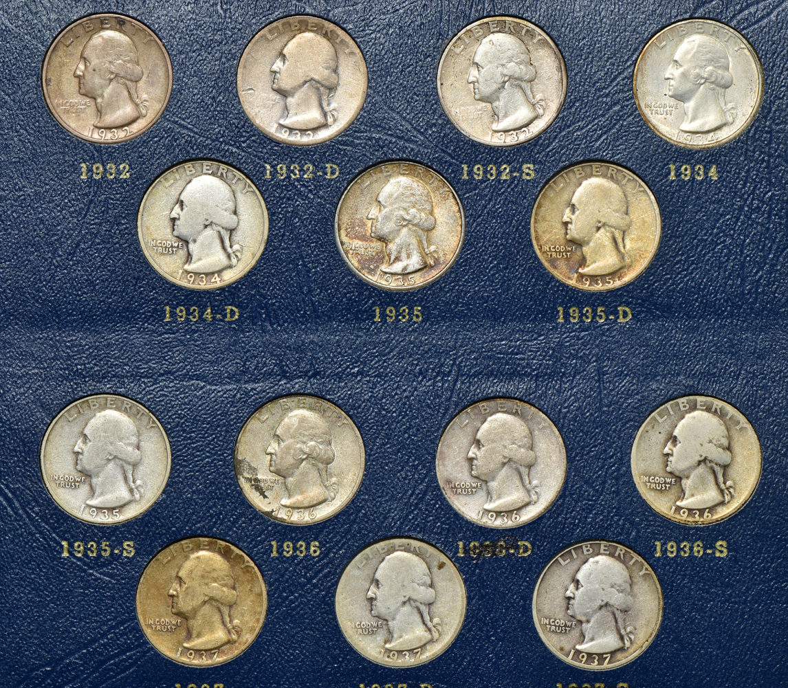 Collections of Mercury dimes and Washington quarters