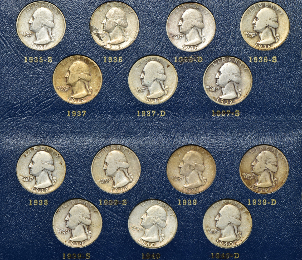 Collections of Mercury dimes and Washington quarters