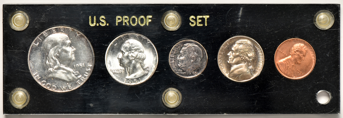 1950, 1951, 1952, 1953, 1954, 1955 Proof Sets in Capital Plastic holders
