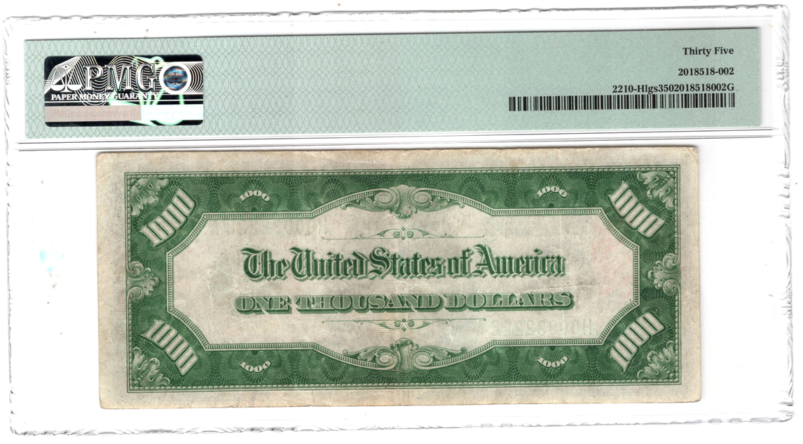 1928 $1,000 St. Louis Fr# 2210-Hlgs - PMG VF-35