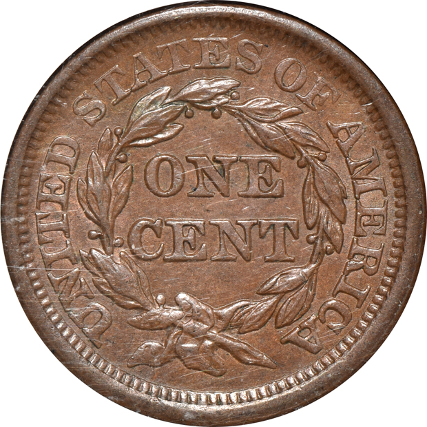 1818 AU-58 BN CAC, and an 1856 Slanted 5 N-14 MS-63 BN, both NGC