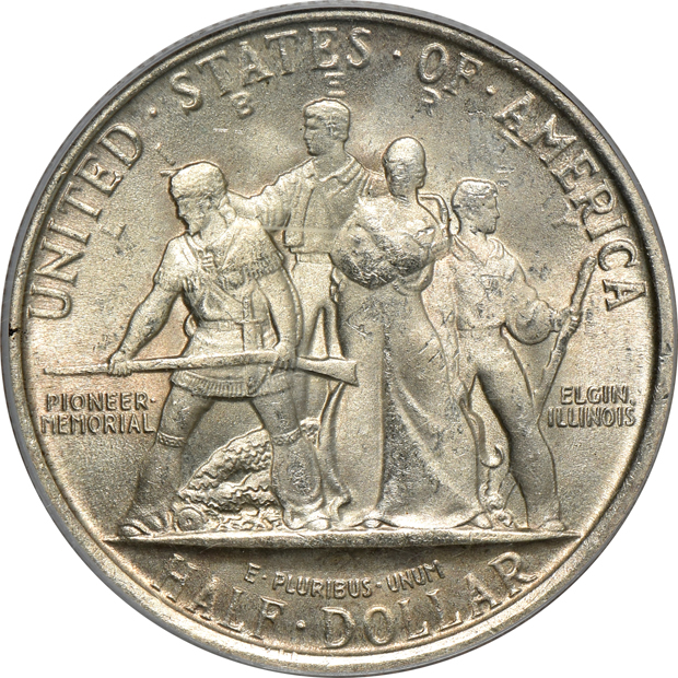 1918 Lincoln NGC MS-64, 1920 Pilgrim NGC MS-65, and a 1936 Elgin PCGS MS-64 (green label), all CAC