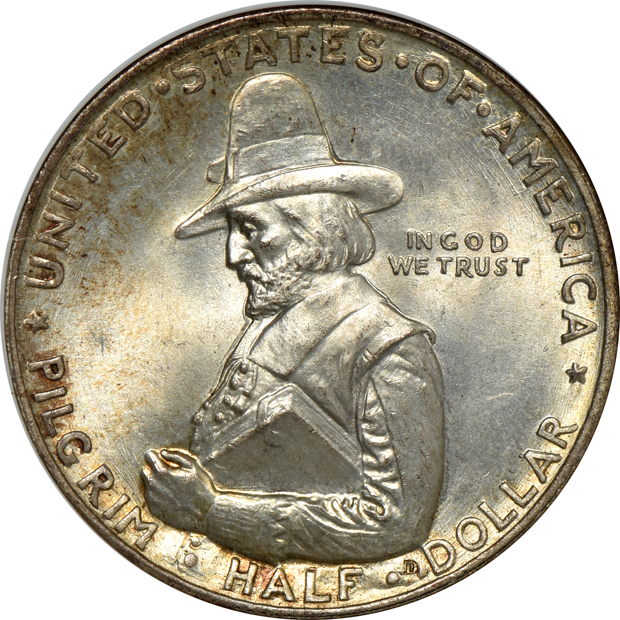 1918 Lincoln NGC MS-64, 1920 Pilgrim NGC MS-65, and a 1936 Elgin PCGS MS-64 (green label), all CAC