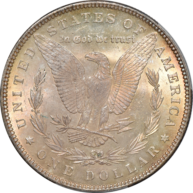 1879-S MS-65, 1879-S MS-65 CAC, and an 1885 MS-65, all PCGS