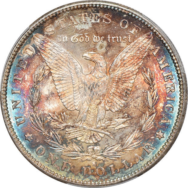 1879-S MS-65, 1879-S MS-65 CAC, and an 1885 MS-65, all PCGS