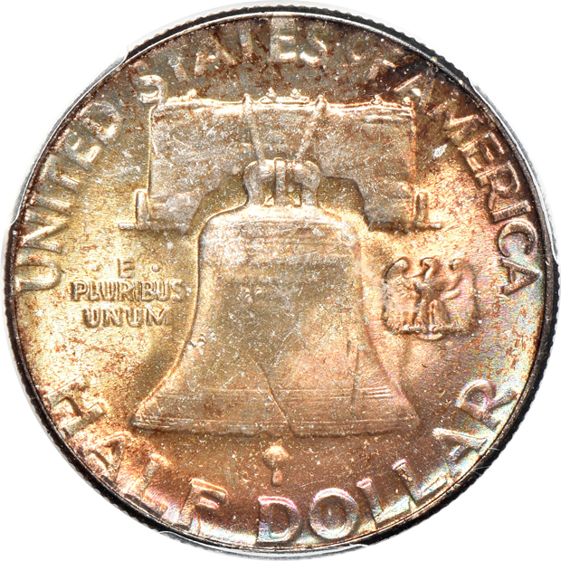Four Franklin half-dollar certified by PCGS