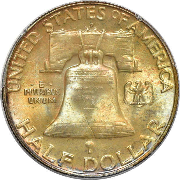 Four Franklin half-dollar certified by PCGS