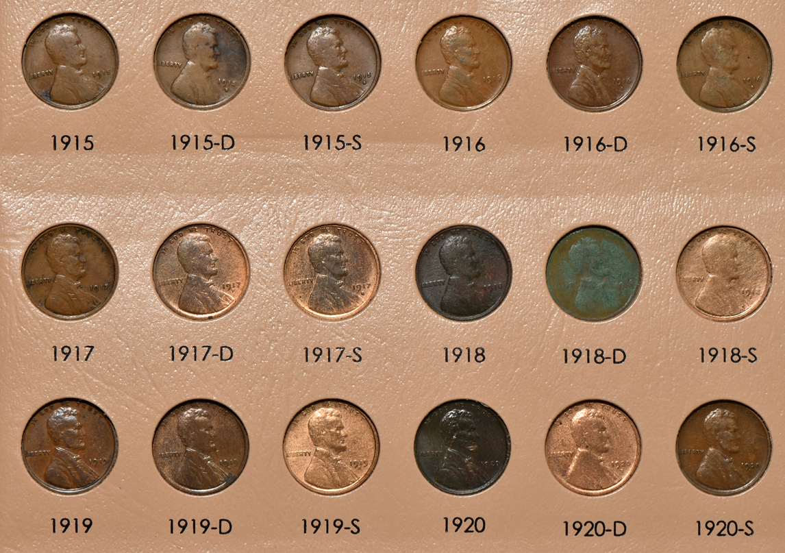 Collection of 140 different Lincoln Wheat cents in a Dansco 7103 album