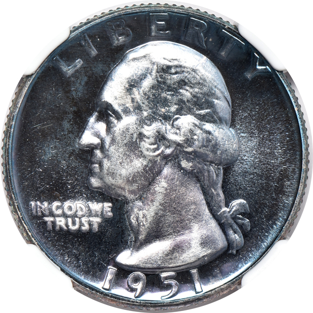 Eleven Proof Washington quarters from the 1950s