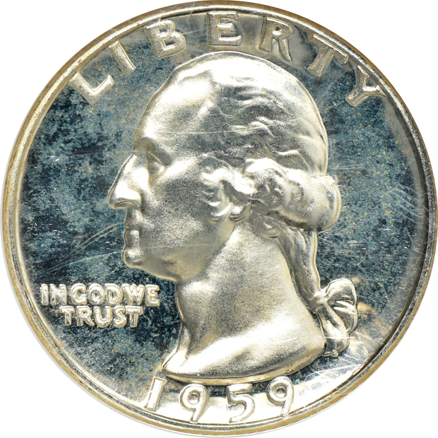 Eleven Proof Washington quarters from the 1950s