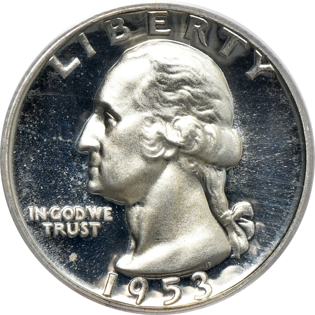 Eleven Proof Washington quarters from the 1950s