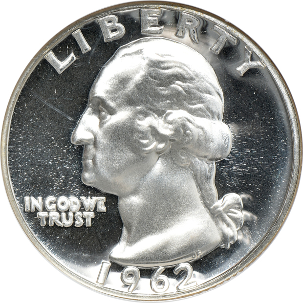 Six Proof Washington quarters from the early 1960s certified by NGC