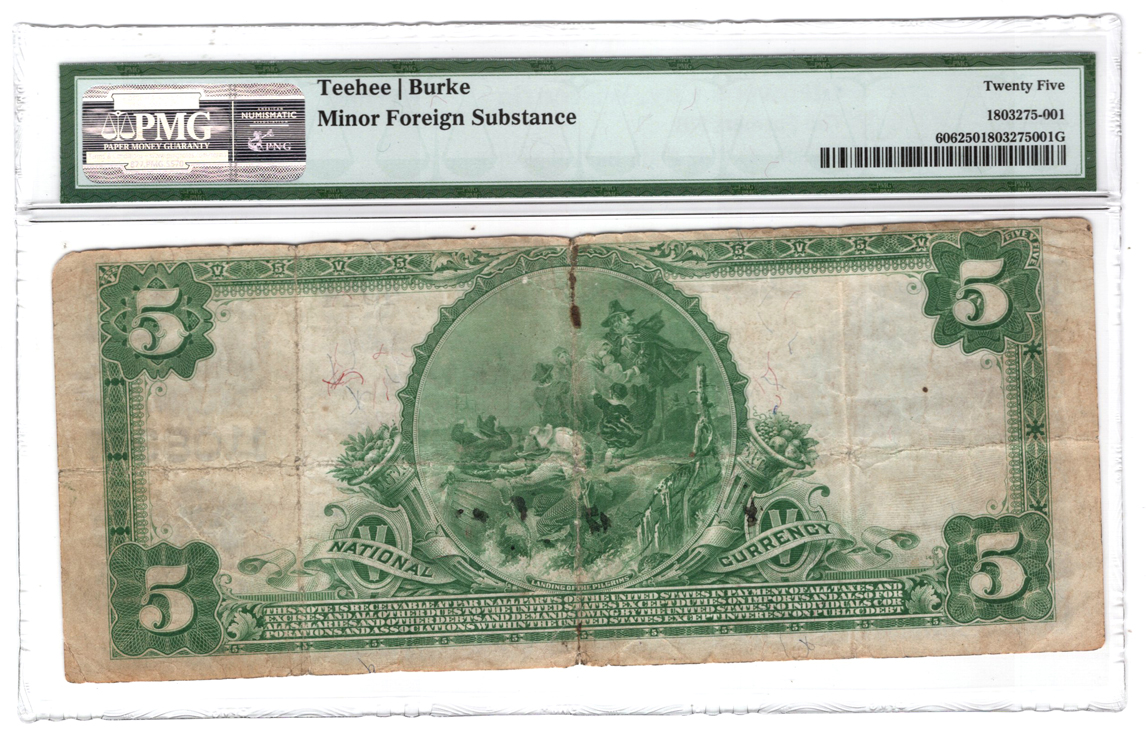 1902 $5 Blue Seal - Glenwood City, WI Charter #11083 - PMG VF-25/minor foreign substance