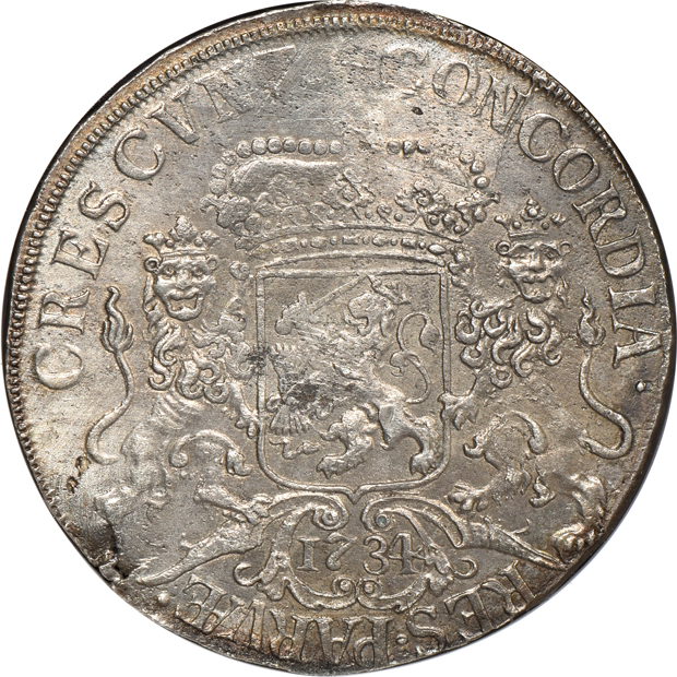 Netherlands - 1734 1 ducat DAV-1829 - NGC AU details/saltwater damage