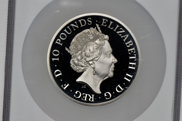 Great Britain - 2018 10oz silver Queen's Beast Red Dragon of Wales 10 pounds - NGC PR-69 Ultra Cameo