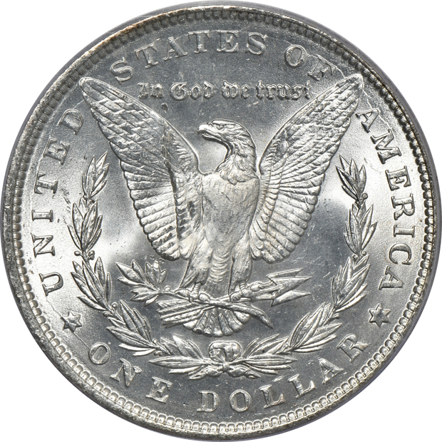 1879 MS-65, 1880 MS-65, and 1891 MS-64, all PCGS