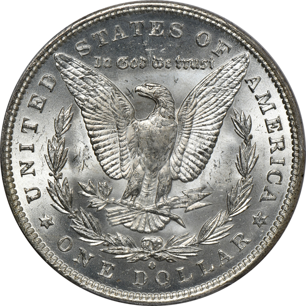 1882-O MS-65, 1888-O MS-65, and an 1892-O MS-64, all PCGS