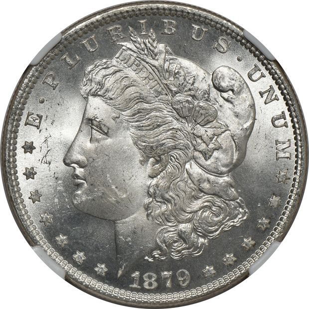 Six Morgan silver dollars certified by NGC