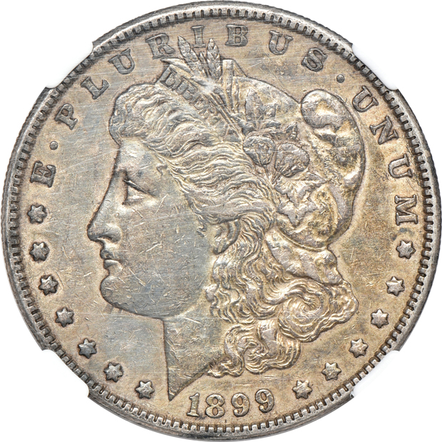 Six Morgan silver dollars certified by NGC