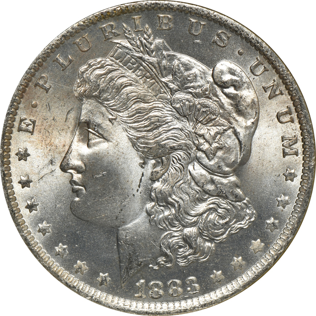 Six Morgan silver dollars certified by NGC