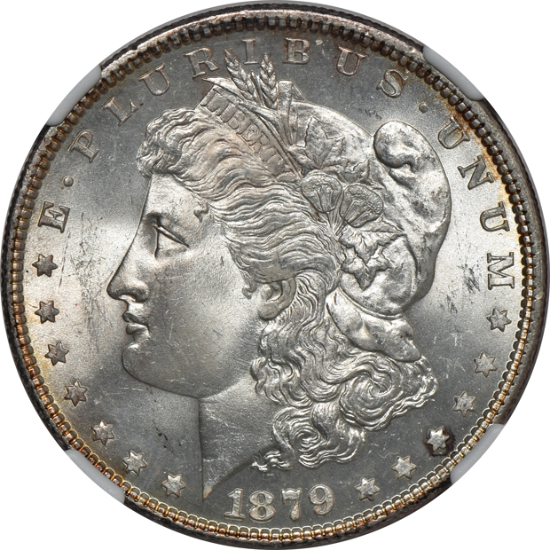 Six Morgan silver dollars certified by NGC