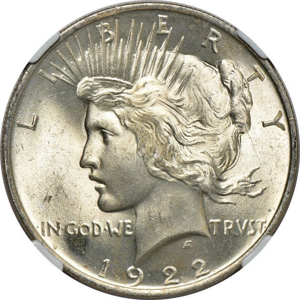 1922 NGC MS-63, 1922 NGC MS-66 CAC, and a 1927 PCGS MS-64