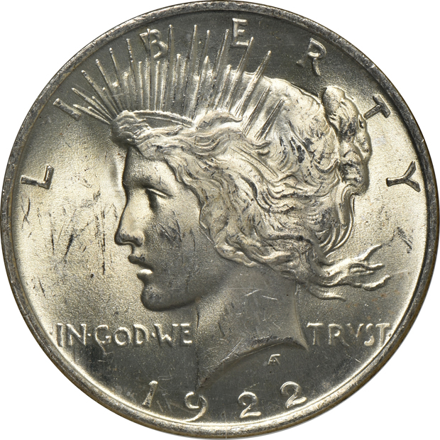 1922 NGC MS-63, 1922 NGC MS-66 CAC, and a 1927 PCGS MS-64