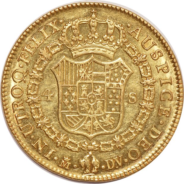 Spain - 1786-D.V 4 escudos - XF