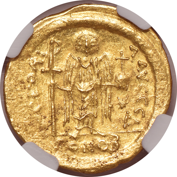 Byzantine Empire - AD 527-565 solidus Ch AU, and an AD 602-610 solidus XF, both NGC