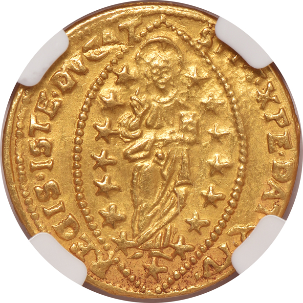 Italy - Two (1605-12) 1 zecchino, AU-50 and AU-55, both NGC