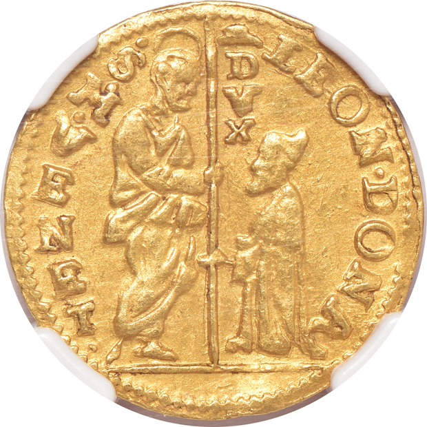 Italy - Two (1605-12) 1 zecchino, AU-50 and AU-55, both NGC