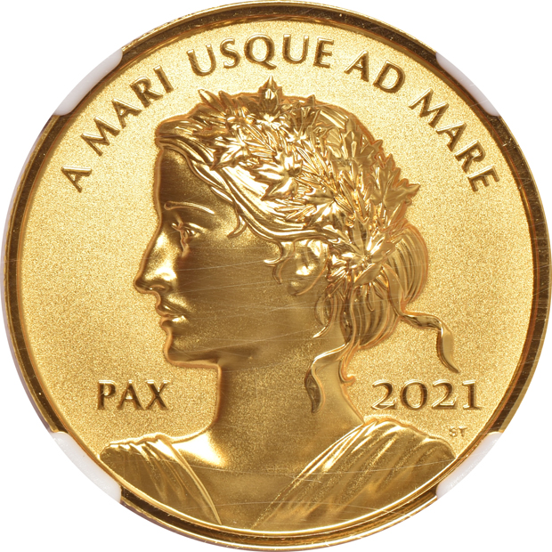 Canada - 2021 1oz silver and 1oz gold Peace Dollar Ultra High Relief Set, both NGC Reverse PR-70 First Day of Issue