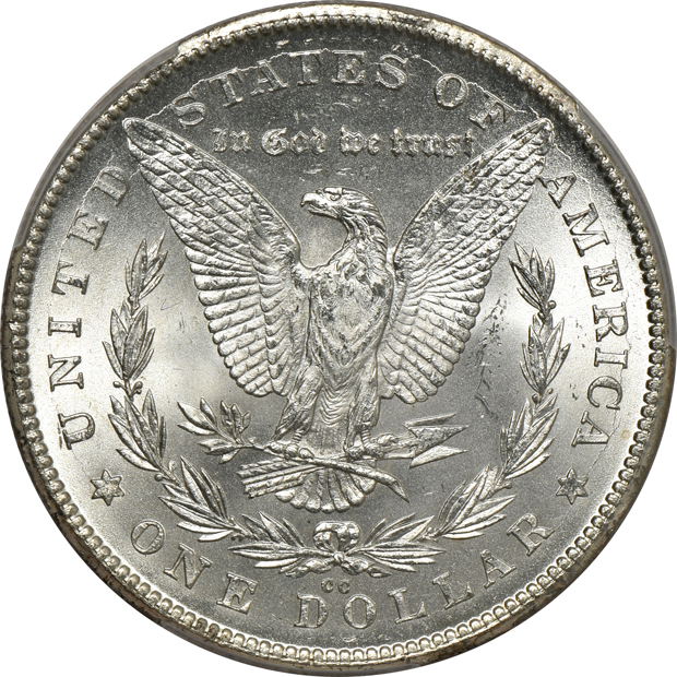 1878-CC MS-62 CAC, and an 1889-O MS-62, both PCGS