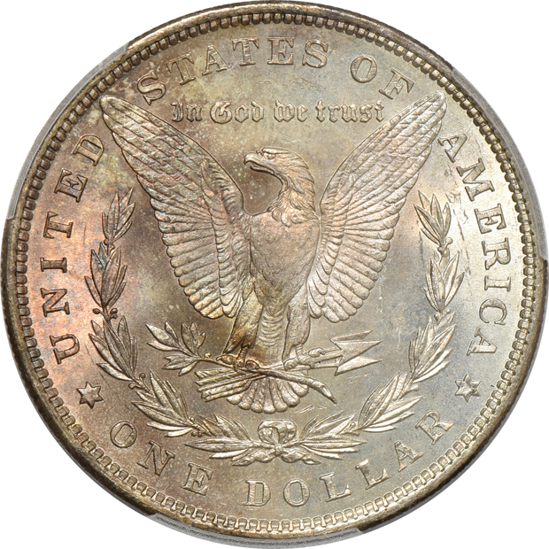 1879 MS-64+, 1880-S MS-65+, and an 1885-O MS-65PL, all PCGS CAC