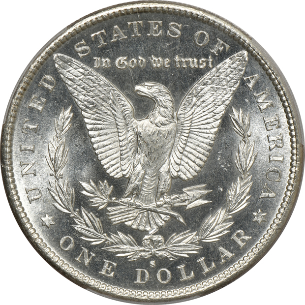 1879 MS-64+, 1880-S MS-65+, and an 1885-O MS-65PL, all PCGS CAC