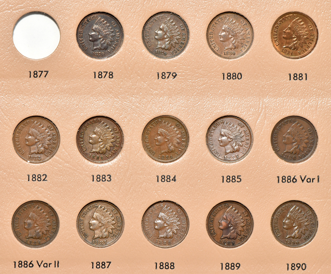 Collections of Flying Eagle and Indian Head cents in a Dansco 7101 album