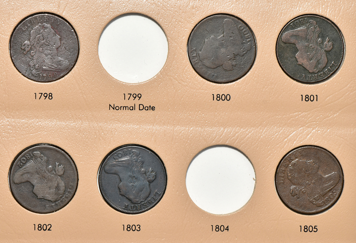 Collection of large cents in a Dansco 7099 album
