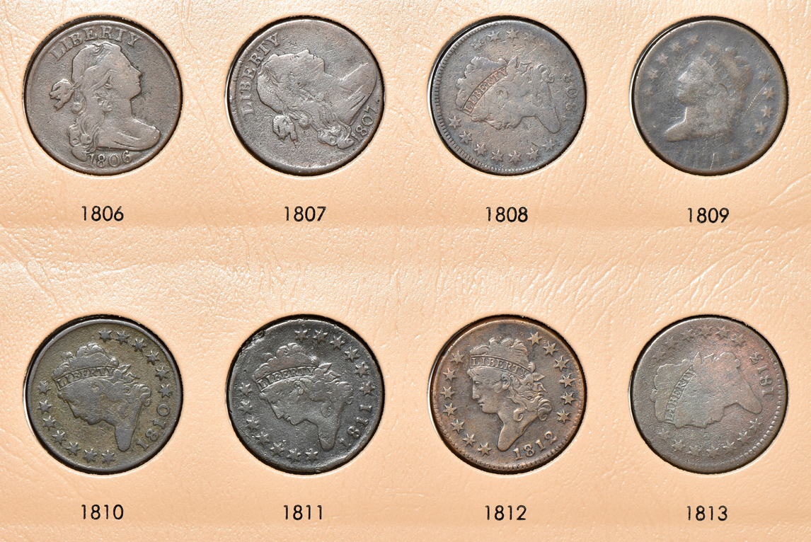 Collection of large cents in a Dansco 7099 album