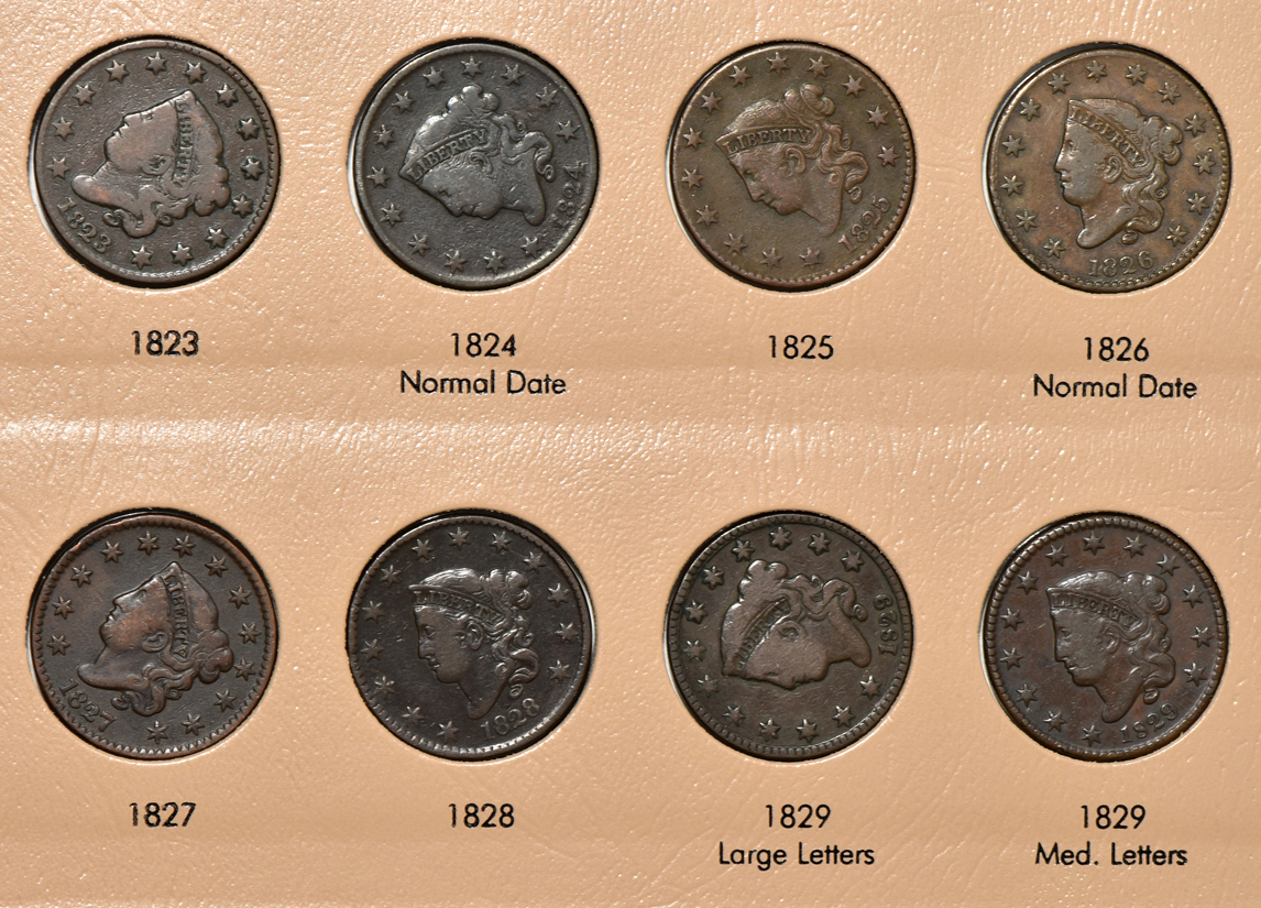 Collection of large cents in a Dansco 7099 album