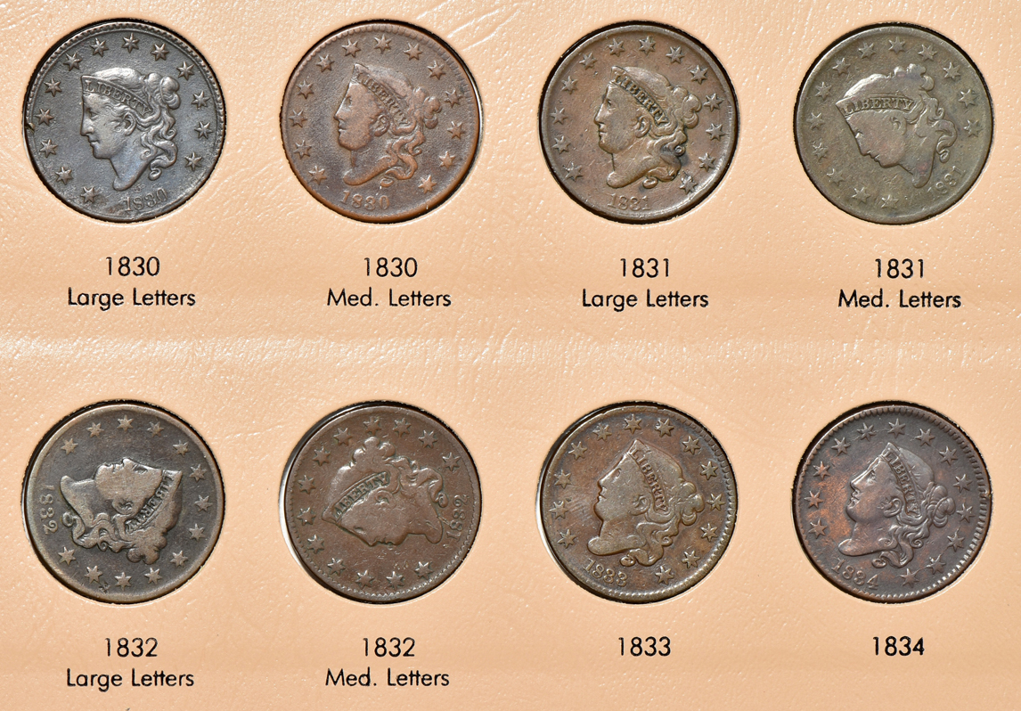 Collection of large cents in a Dansco 7099 album