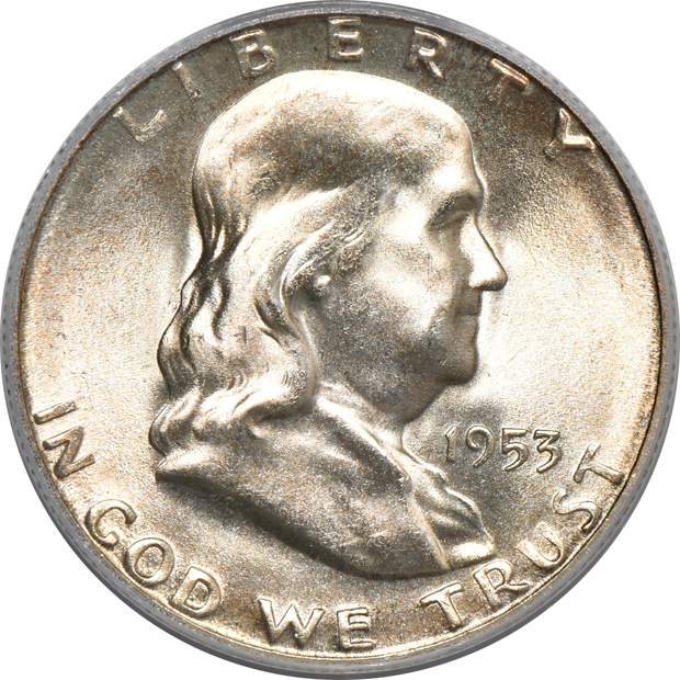 1921 Peace dollar (PCGS VF-35), plus nineteen additional mint-state type coins
