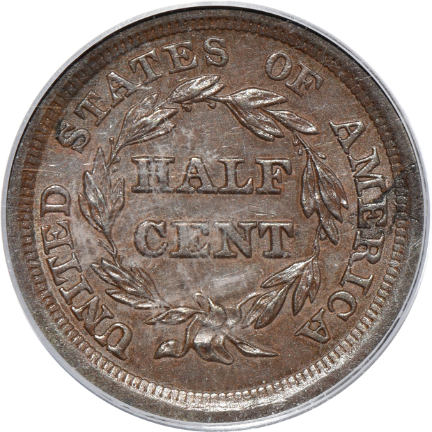 1849 XF-45, 1854 AU-58, and an 1855 MS-64BN, all PCGS