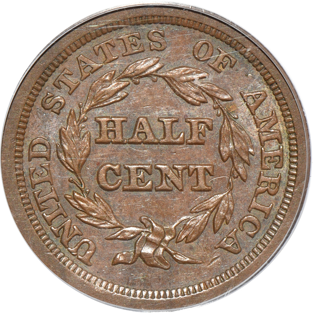 1849 XF-45, 1854 AU-58, and an 1855 MS-64BN, all PCGS