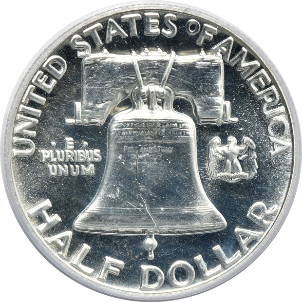 Five Proof Franklin half-dollar certified by PCGS