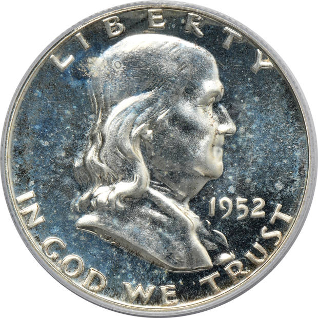 Five Proof Franklin half-dollar certified by PCGS