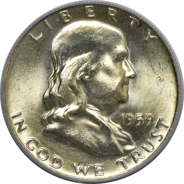 Ten Franklin half-dollars, all PCGS Full Bell Lines