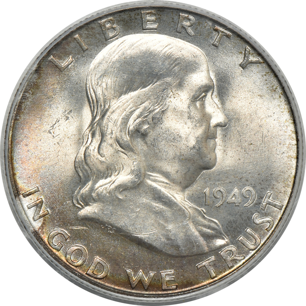Ten Franklin half-dollars, all PCGS Full Bell Lines