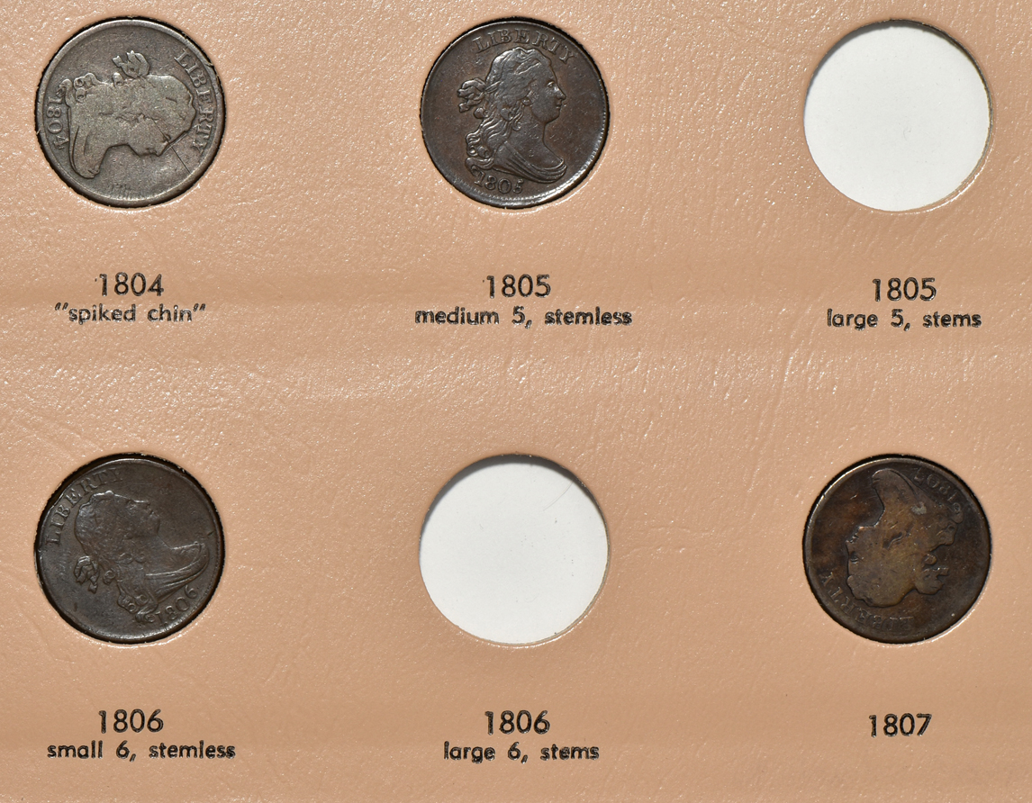 Twenty-five half-cents in a Dansco 7098 album
