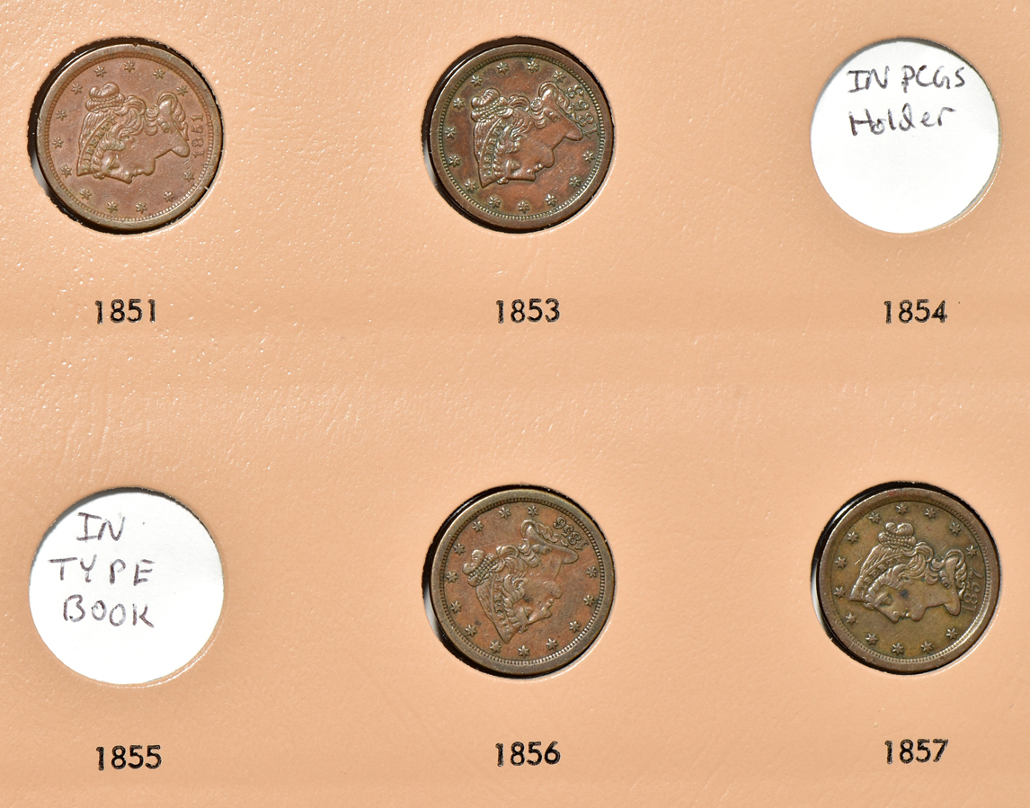 Twenty-five half-cents in a Dansco 7098 album