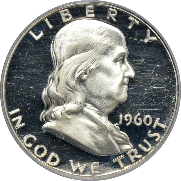 Four Proof Franklin half-dollars certified by PCGS